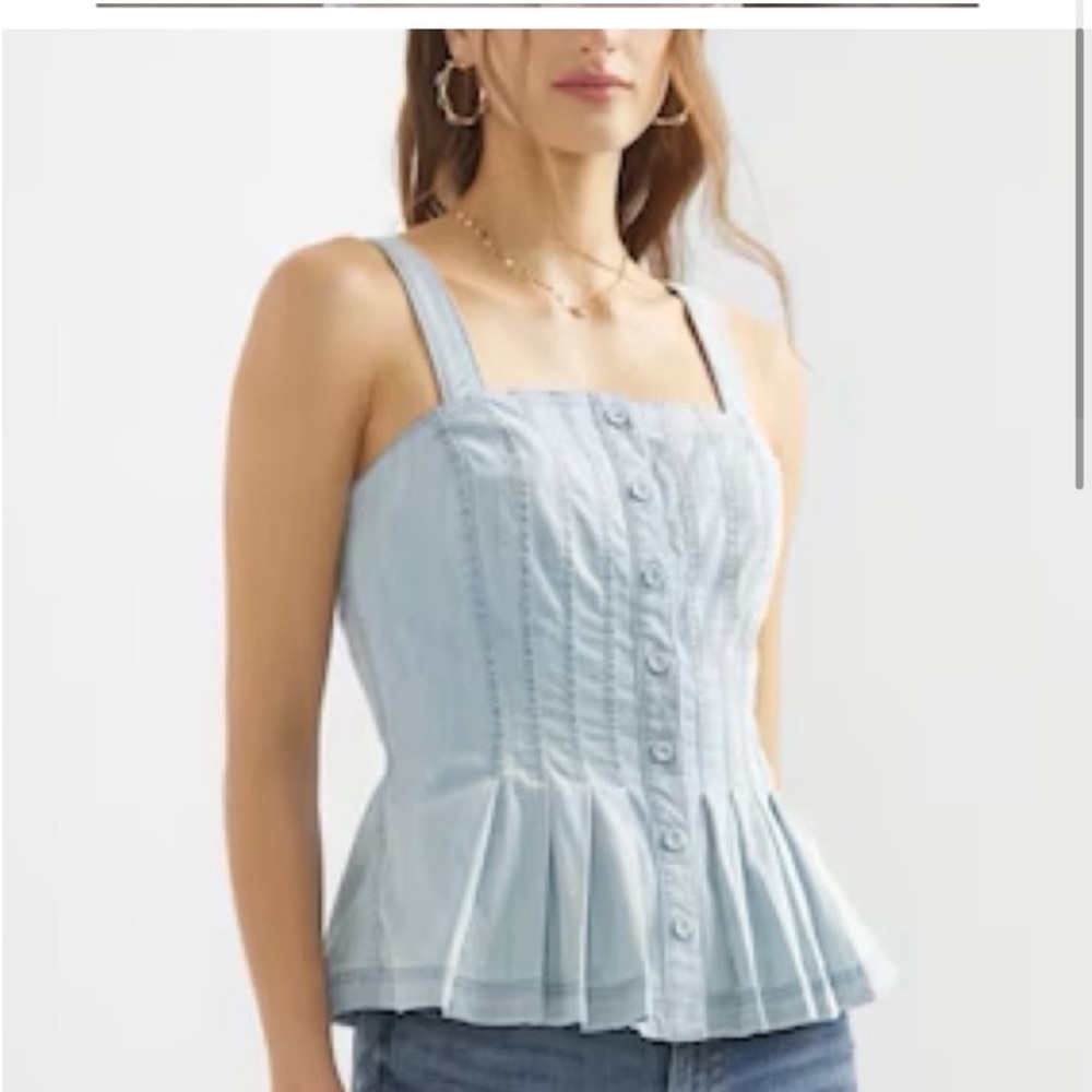 White House Black Market Jean Peplum Top - Picture 2 of 6